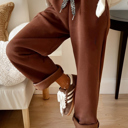  Amaris Elastic Waist Solid Pants