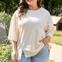 Beige 1X Amber Half Sleeve PLUS Top