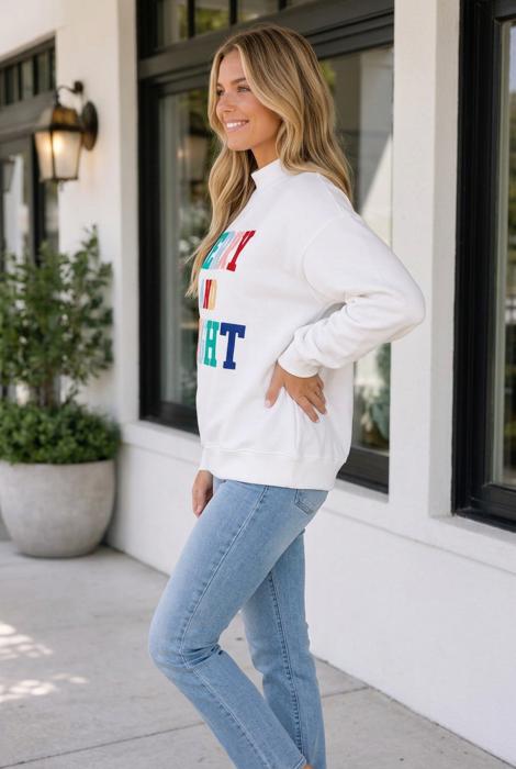 Ameleya Letter Pattern Mock Sweatshirt