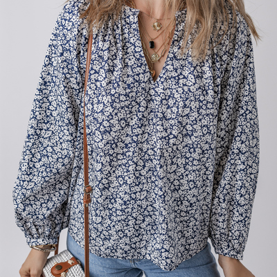 Amelie Notched Puff Sleeve Blouse
