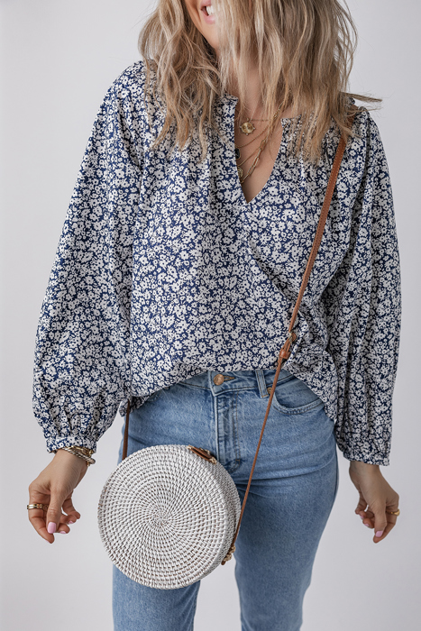 Amelie Notched Puff Sleeve Blouse