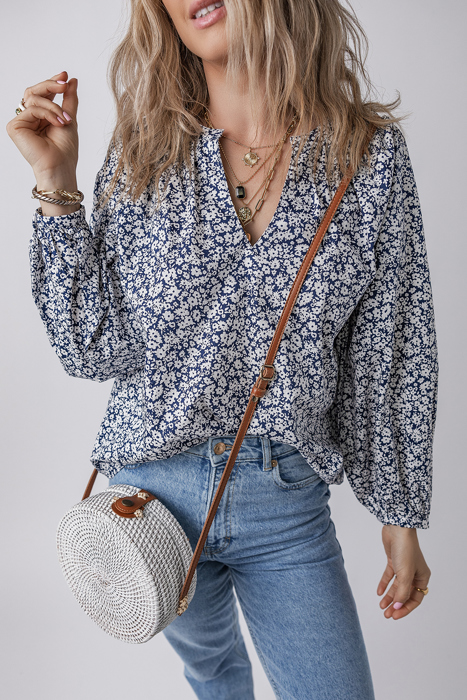 Amelie Notched Puff Sleeve Blouse