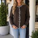 Chicory Coffee Small Ami Ruffle Trim Patchwork Sweater