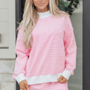 Pink Stripe XL Amira Mock Sweatshirt and Shorts Set