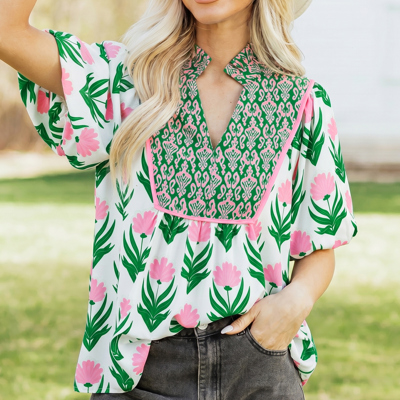 Amiri Sleeve Contrast Bordered Blouse