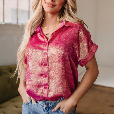 Amoura Metallic Sheen Buttoned Top
