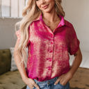  Amoura Metallic Sheen Buttoned Top