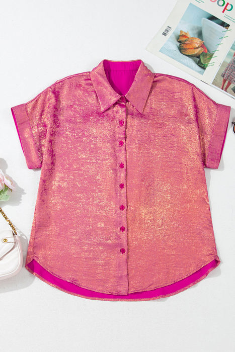 Amoura Metallic Sheen Buttoned Top
