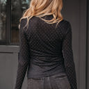  Anastasia Rhinestone Embellished Mesh Long Sleeve Top