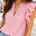 Anaya Ruffled Short Sleeve Blouse