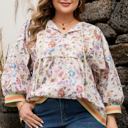  Andi Striped Detail Babydoll PLUS Blouse