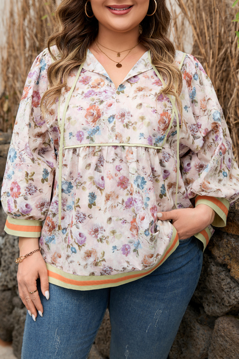 Andi Striped Detail Babydoll PLUS Blouse