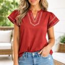 Clay Large Andie Trim Flutter Sleeve Blouse