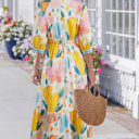  Angel Striped Trim Midi Dress