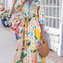 Multicolour Small Angel Striped Trim Midi Dress