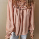  Angela Embroidered Flounce Sleeve Elegant Blouse