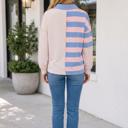  Angela Patchwork Polo Collar Long Sleeve Top