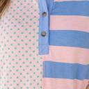  Angela Patchwork Polo Collar Long Sleeve Top