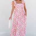  Angelica Floral Ruffled Strap Maxi Dress