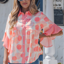 Pink Medium Angelica Short Sleeve Babydoll Shirt