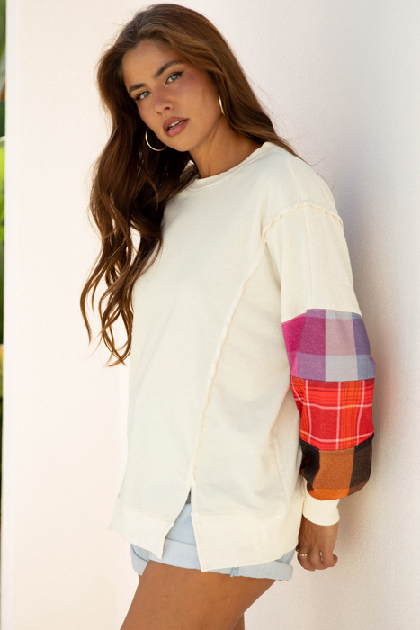 Anika Seam Patchwork top Long Sleeve Top