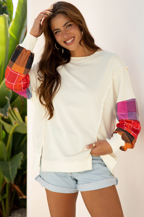 Anika Seam Patchwork top Long Sleeve Top