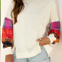  Anika Seam Patchwork top Long Sleeve Top