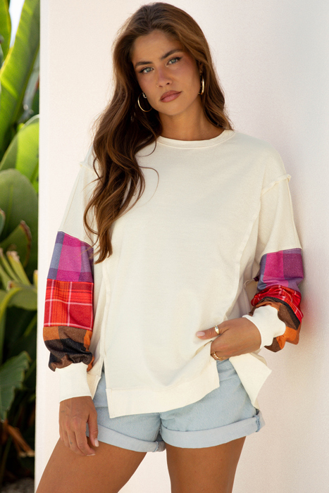 Anika Seam Patchwork top Long Sleeve Top