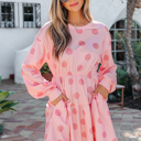 Pink Small Anna Sleeve Flared Mini Dress