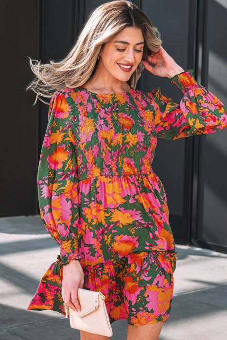 Anna Smocked Ruffled Mini Dress