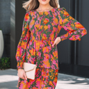 Multicolour XL Anna Smocked Ruffled Mini Dress