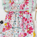  Anne Floral Ruffle Trim Short Sleeve Blouse