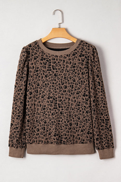 Annie Ribbed Trim Leopard Top