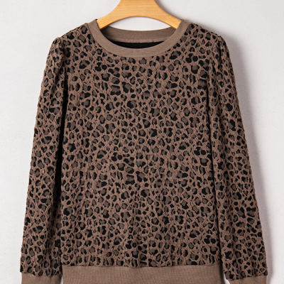 Annie Ribbed Trim Leopard Top
