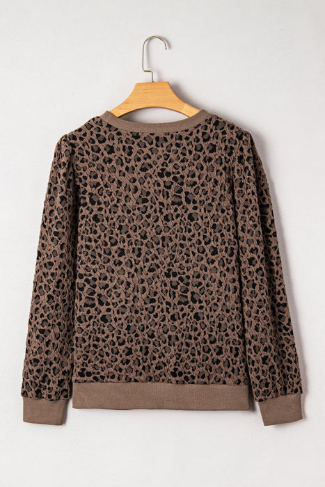Annie Ribbed Trim Leopard Top