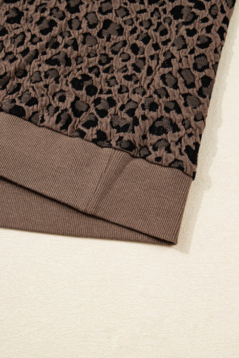 Annie Ribbed Trim Leopard Top
