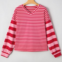 Strawberry Pink Large Annika Shoulder Patchwork Sleeve Pullover