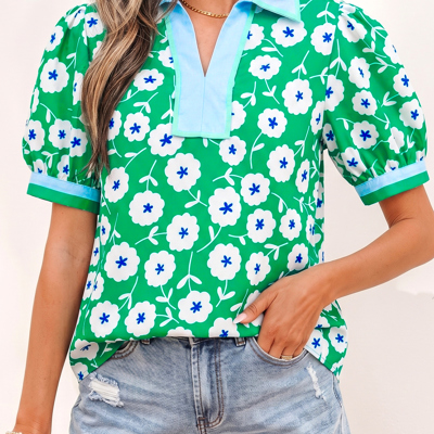 Antonella Collar Short Sleeve Blouse