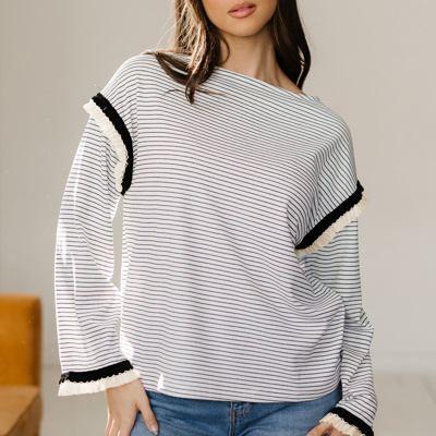 Anya Ruffle Trim Loose Long Sleeve Top
