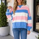 Pink Stripe XL Areli Stripe Side Oversized Long Sleeve Top