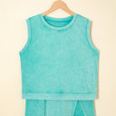 Mint Green XL Aria 2 Pieces Mineral Wash Cotton Tank Top Lined Split Skirt Set