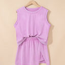 Phalaenopsis Large Aria 2 Pieces Mineral Wash Cotton Tank Top Lined Split Skirt Set