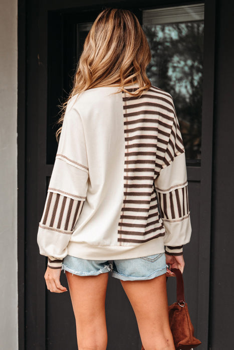 Ariana Stripe Stitched Oversized Sweatshirt
