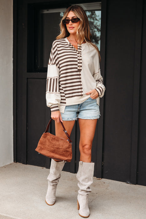 Ariana Stripe Stitched Oversized Sweatshirt