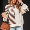 Khaki Stripe Small Ariana Stripe Stitched Oversized Sweatshirt