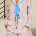 Pink Ariel Shorts Pajama Set Long Sleeve Top
