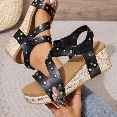 Arleth Out Leather Wedge Sandals