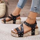  Arleth Out Leather Wedge Sandals