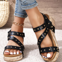  Arleth Out Leather Wedge Sandals