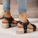  Arleth Out Leather Wedge Sandals